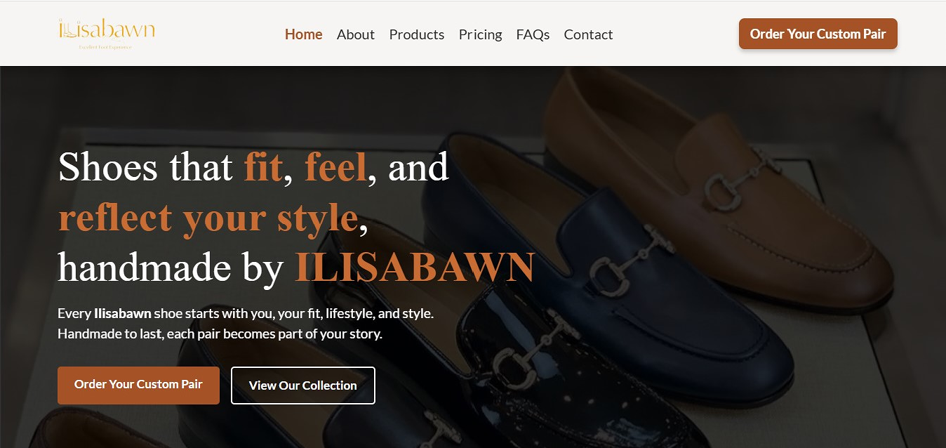 Screenshot of Ilisabawn website hero section